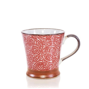 Japanese Short Tea Mug - Spiral Red