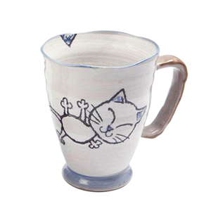 Japanese - Crayon Cat Blue Large Mug