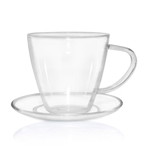 Glass Cup and Saucer