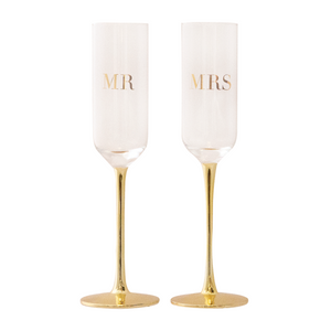 Cristina Re - Crystal Champagne Flutes MR & MRS Set