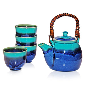 Rischi Turquoise Teapot & 4 Cup Set 650ml