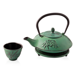 Cast Iron Teapot - Cherry Blossom - Green 700ml