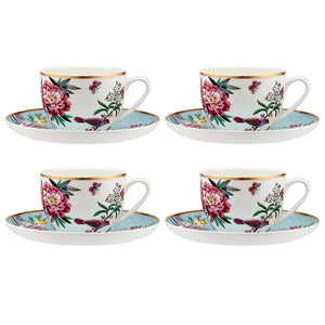 Ashdene - Jardin Peony - Teacup & Saucer Set of 4 - Red Sparrow Tea Company