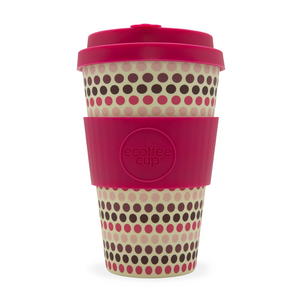 Eco Cup 14oz Pink Polka - Red Sparrow Tea Company