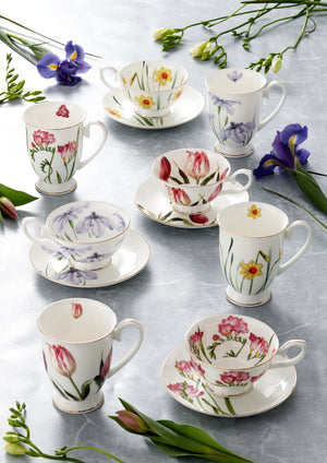 Ashdene - Floral Symphony - Iris Teacup & Saucer - Red Sparrow Tea Company