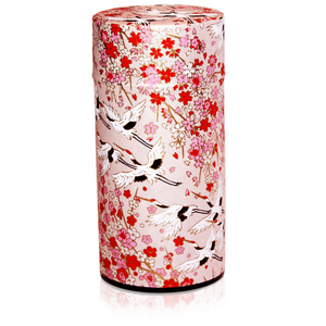 Japanese Tea Canister - Flying Crane Pink - Red Sparrow Tea Company