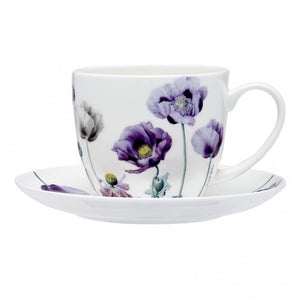 Ashdene - Purple Poppies AWM - Cup & Saucer - Red Sparrow Tea Company