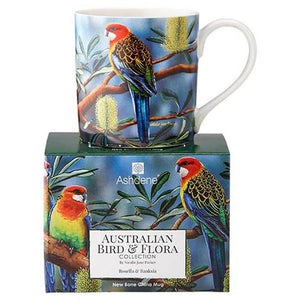 Ashdene - Australian Bird & Flora - Rosella & Banksia Mug