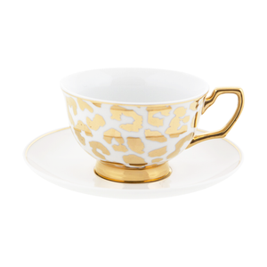 Cristina Re - Teacup & Saucer - Leopard Gold - Red Sparrow Tea Company