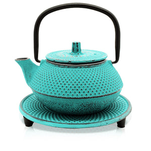 Cast Iron Teapot - Moto Turquoise Blue 300ml