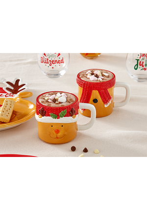 Joyful Christmas Stackable Mugs - Reindeer Set of 2