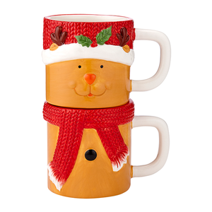 Joyful Christmas Stackable Mugs - Reindeer Set of 2